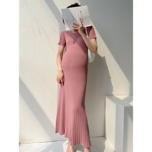 Maternal pink body con dress